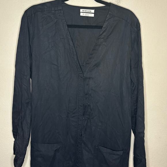 One Teaspoon Black Relaxed Jumpsuit Womenโs Size Small Deep V Button Front - Picture 5 of 15